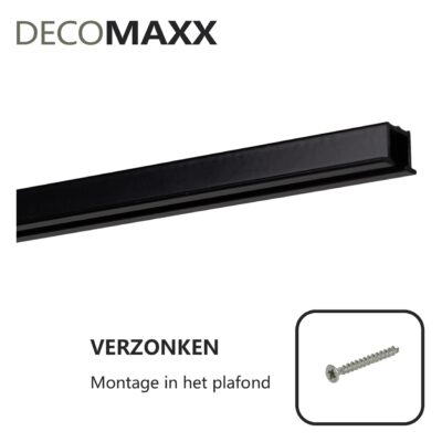 Inbouw Wave Gordijnrails - Zwart | Decomaxx - Afbeelding 2