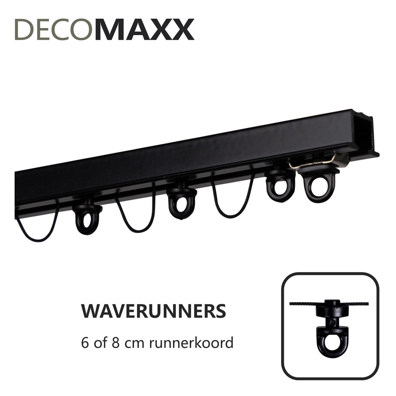 Inbouw Wave Gordijnrails - Zwart | Decomaxx - Afbeelding 3